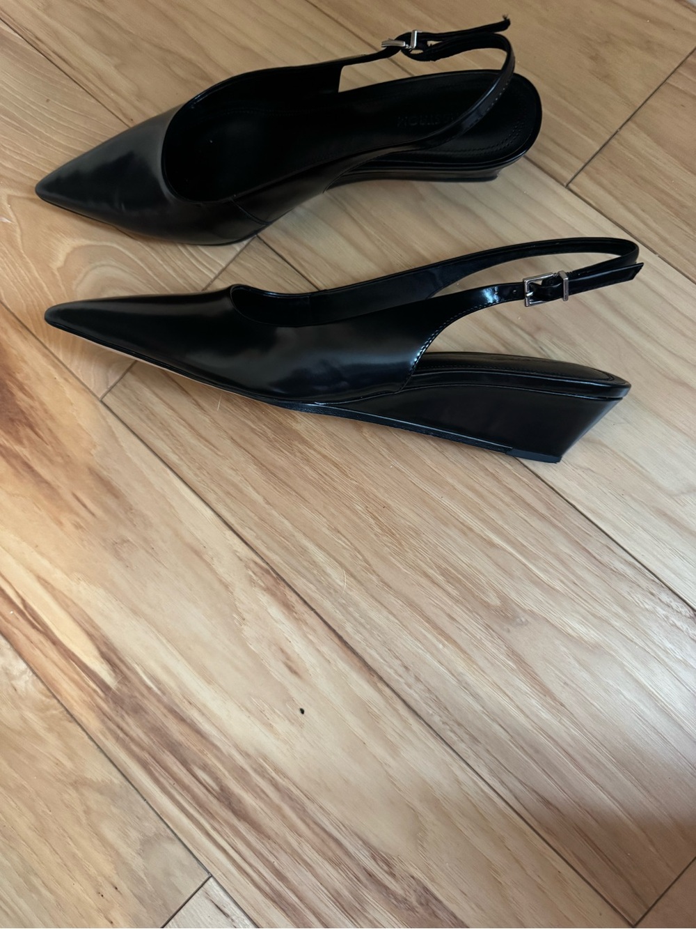 Nordstrom Black Pointed Slingback Wedge Flats